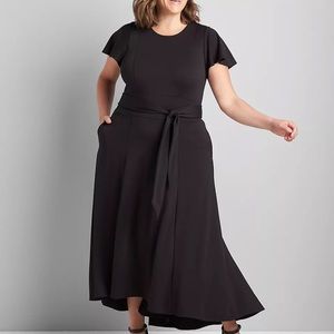 Flutter-Sleeve High-Low Midi Lena Dress - Ponte Knit